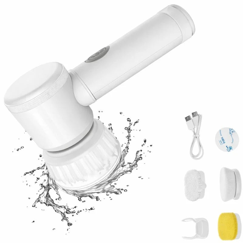 Multifunctional Electric Cleaning Brush USB 5-in-1 Handheld Bathtub Brush Cleaner Sink Bathroom Kitchen Cleaning Tool