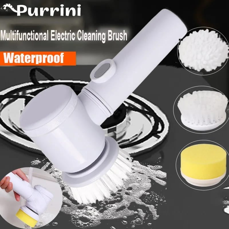 Multifunctional Electric Cleaning Brush USB 5-in-1 Handheld Bathtub Brush Cleaner Sink Bathroom Kitchen Cleaning Tool