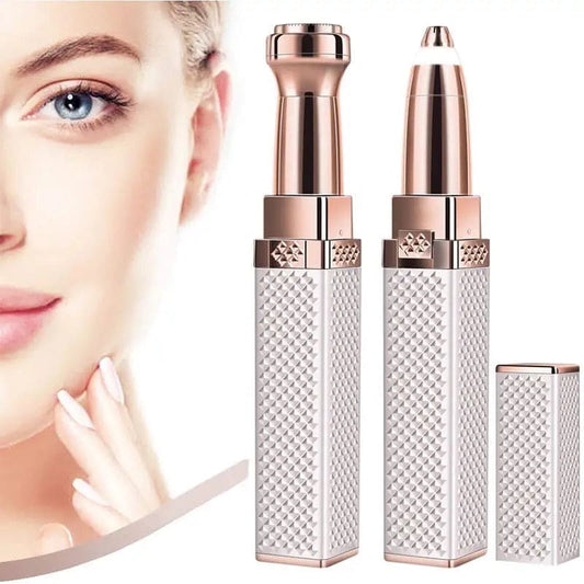 2-in-1 Flawless Facial Hair Remover & Eyebrow Trimmer | USB Rechargeable, Painless & Portable | White: