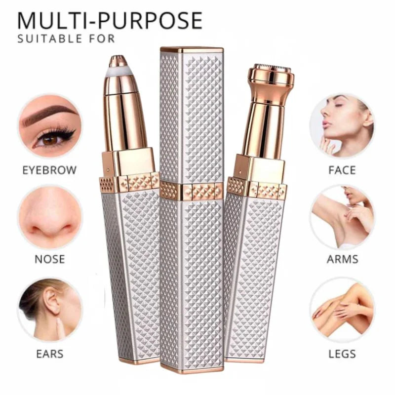 2-in-1 Flawless Facial Hair Remover & Eyebrow Trimmer | USB Rechargeable, Painless & Portable | White: